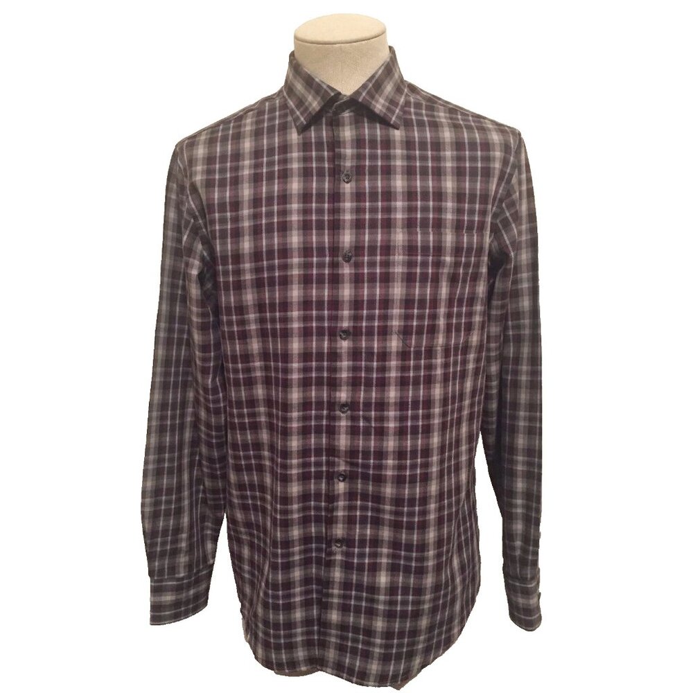 VIYELLA Heritage Long Sleeve Shirt Mens Size Medium 90% Cotton 10% Wool EUC